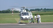 Embarquement en hélicoptère à destination du circuit de Magny-Cours